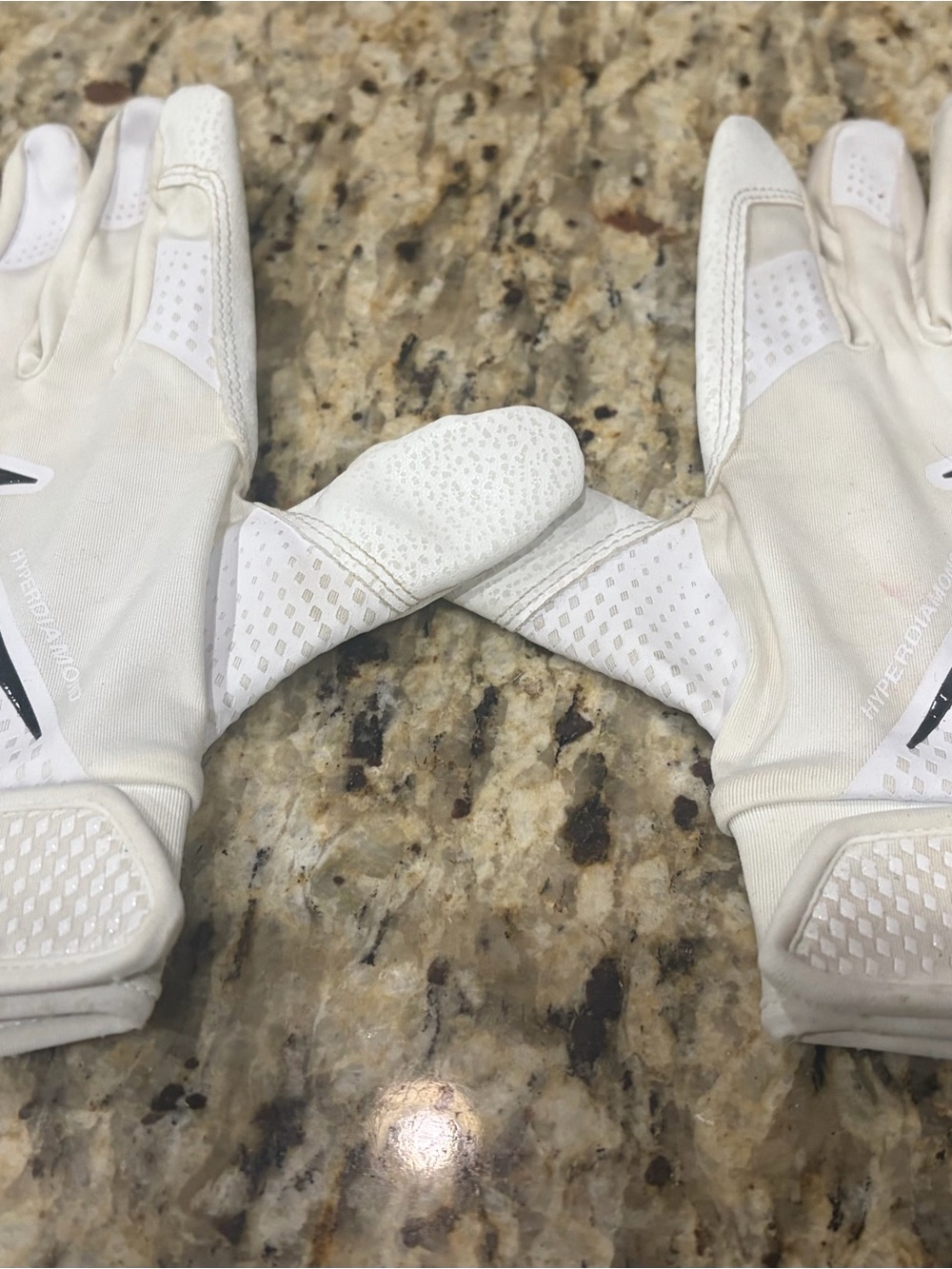 Nike White HyperDiamond Football Gloves - White with Black Logo